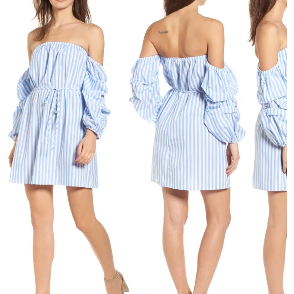 Off the Shoulder Stripe Minidress